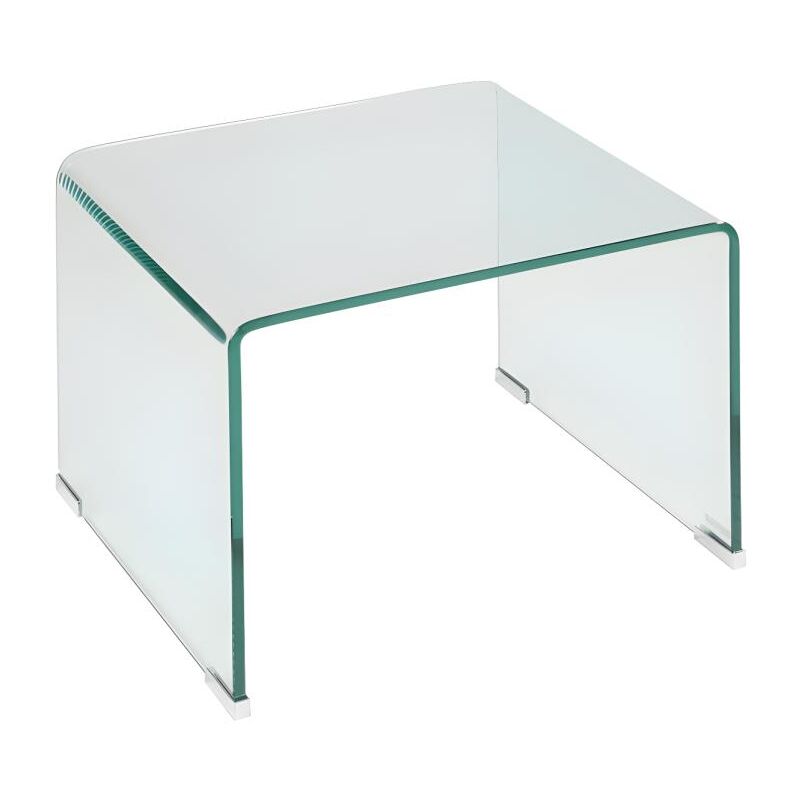Vente-unique - Table de chevet - Verre trempé courbé - suzana