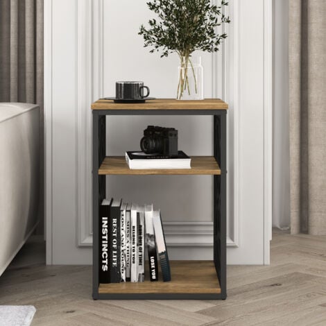 Table de chevet, Table basse, Chevet table, Table chevet GALANO Candence, 39.8cm L x 39.8cm W x 56 cm H -  Couleur gris fossile + chêne noueux
