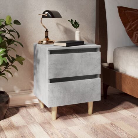Table de chevet, Table d'appoint, Table de nuit avec pieds en pin gris béton 40x35x50 cm FR597919 DESIGN IN