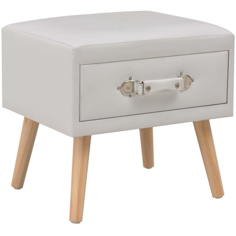 Design In - Table de chevet Table d'appoint Table de nuit Blanc 40x35x40 cm Similicuir CVW12753