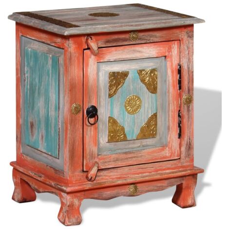 Table de chevet Table d'appoint  Table de nuit Bois de manguier massif Orange 22143