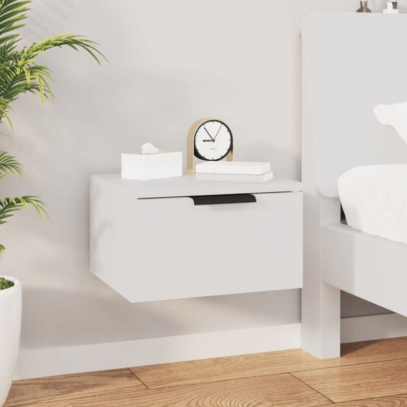 Table de chevet Table d'appoint Table de nuit murale Blanc 34x30x20 cm 75420