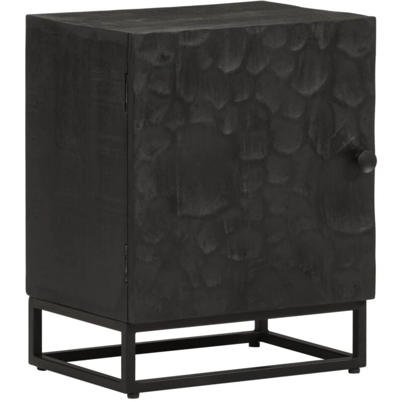 Table de chevet Table d'appoint Table de nuit noir 40x30x50 cm bois massif manguier et fer CVW67370