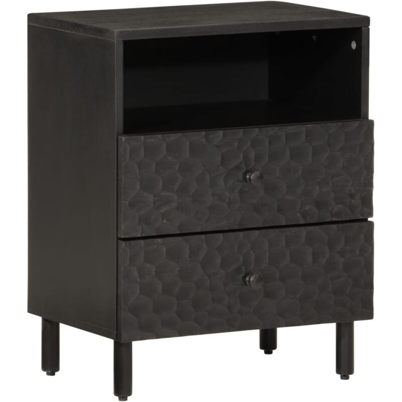 Table de chevet, Table d'appoint, Table de nuit noir 50x33x60 cm bois de manguier massif FR231803 design in