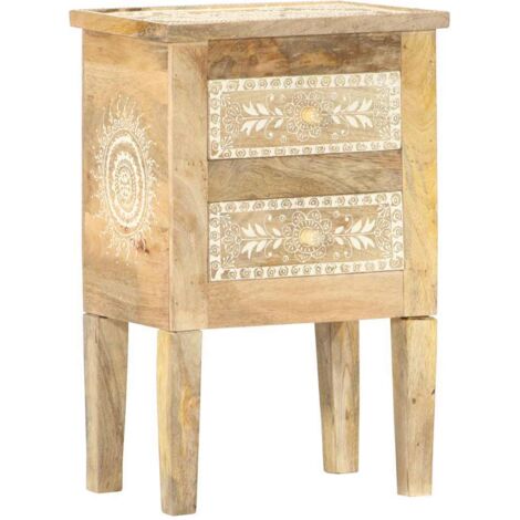 Table de chevet Table d'Appoint Table de nuit peinte à la main 40x30x60 cm Bois de manguier VGT36259
