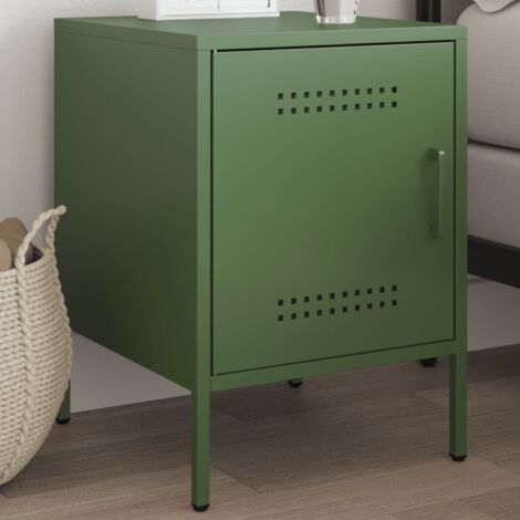 Table de chevet  Table d'appoint  Table de nuit vert olive 36x39x50,5 cm acier CFW72487