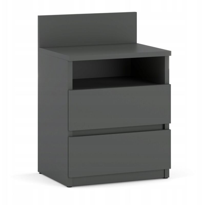 Table de chevet Table de chevet grise 40CM 2 tiroirs étagère Nakastlik pour chambre