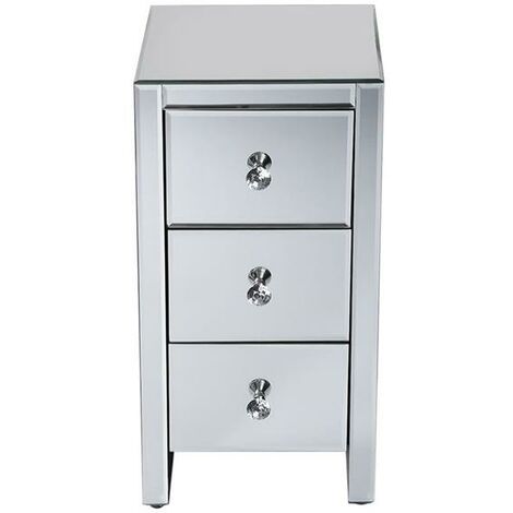 COSTJJ Table de chevet table de chevet miroir - triple Draw Silver
