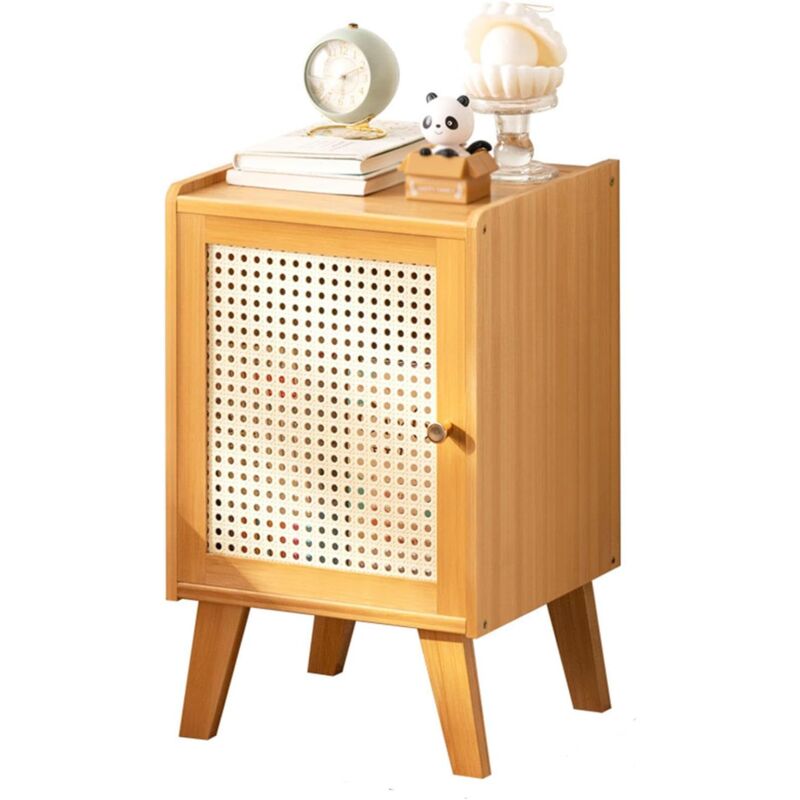 Table de chevet, table de chevet nordique pour chambre à coucher, table de chevet moderne du milieu du siècle, table d'appoint en bambou avec espace