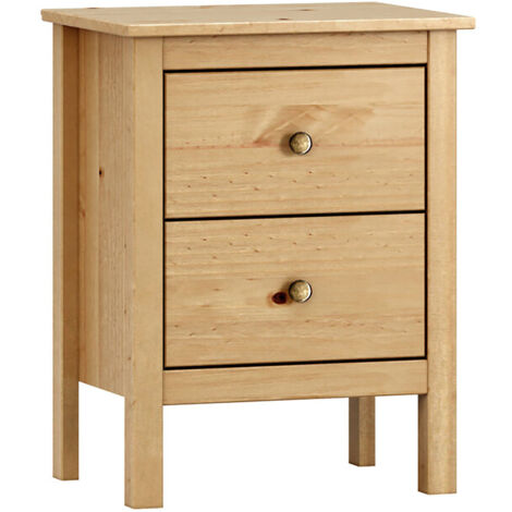 Table de chevet table de nuit à 2 tiroirs en Bois massif Couleur Chêne miel - Longueur 48 x Hauteur 60 x Profondeur 36 cm