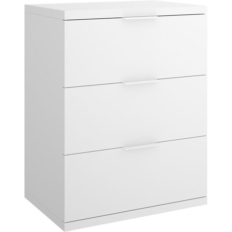 Table de chevet table de nuit à 3 tiroirs, coloris blanc - Hauteur 56,8 x Longueur 42 x Profondeur 34,2 cm