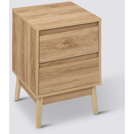 Table de chevet, table de nuit avec 2 tiroirs coloris Beige - Longueur 40 x Profondeur 40 x Hauteur 56 cm -PEGANE-