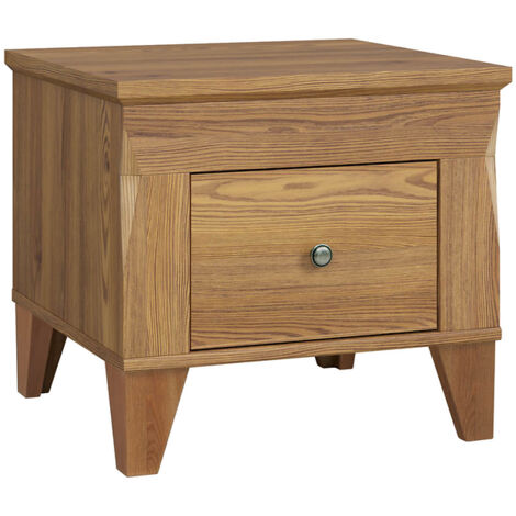 Table de chevet table de nuit avec tiroir à fermeture soft-close coloris Mélèze doré - Longueur 50 x Profondeur 47 x Hauteur 45 cm