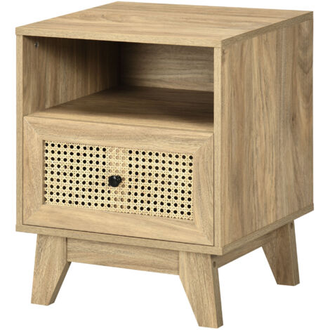 Table de chevet table de nuit avec tiroir porte cannage et niche vintage 45 x 39 x 56,5 cm