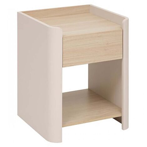 Table de chevet table de nuit avec une niche et 1 tiroir, Coloris chêne/ivoire - Longueur 40 x Profondeur 40 x Hauteur 50 cm
