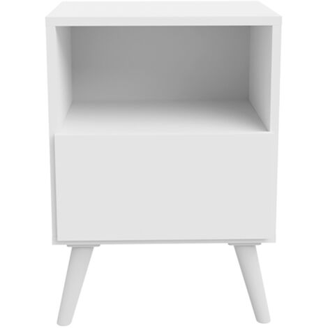 Table de chevet table de nuit coloris blanc avec 1 tiroir - Longueur 39 x Hauteur 56 x profondeur 30 cm