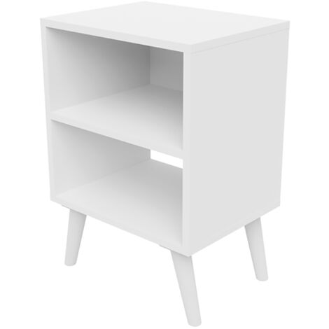Table de chevet Table de nuit coloris blanc avec 2 étagères - Longueur 39 x Hauteur 56 x profondeur 30 cm