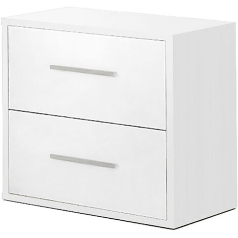 Table de chevet Table de nuit coloris Blanc avec 2 tiroirs - Longueur 40 x Hauteur 42 x Profondeur 28 cm