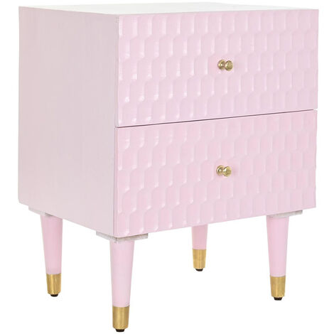 Table de chevet / table de nuit en manguier coloris rose pale - Longueur 52 x Profondeur 42 x Hauteur 62 cm -PEGANE-