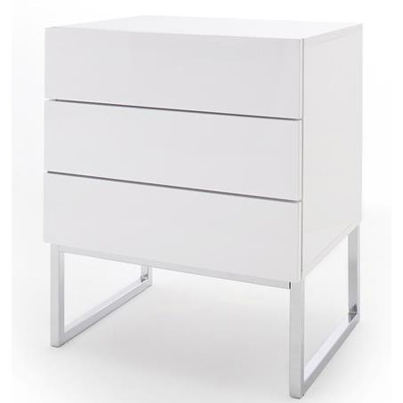 Pegane - Table de chevet / table de nuit en métal coloris blanc brillant - Longueur 50 x Hauteur 60 x Profondeur 40 cm