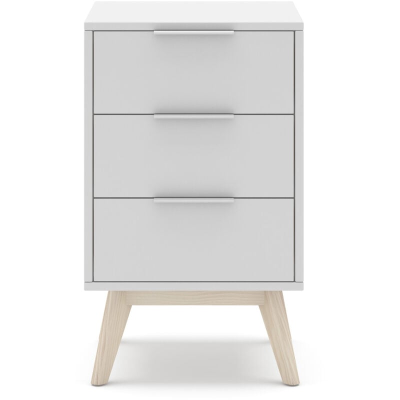 Table de chevet, table de nuit en pin et mdf coloris blanc - Longueur 40 x Profondeur 35 x Hauteur 65,50 cm Pegane