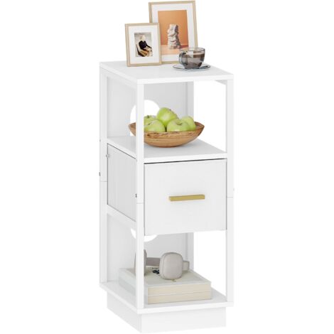 Table de Chevet, Table de Nuit Étroite avec 1 Tiroir en Tissu, Tables d'Appoint avec Compartiment Ouvert, Moderne, pour Chambre à Coucher, Salon.
