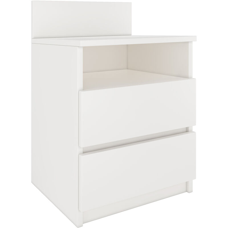 Hucoco - Table de chevet / Table de nuit moderne avec 2 tiroirs et 1 étagère Malwa M1