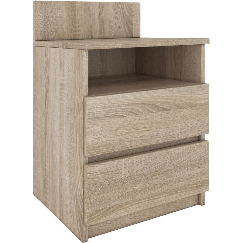Hucoco - Table de chevet / Table de nuit moderne avec 2 tiroirs et 1 étagère Malwa M1