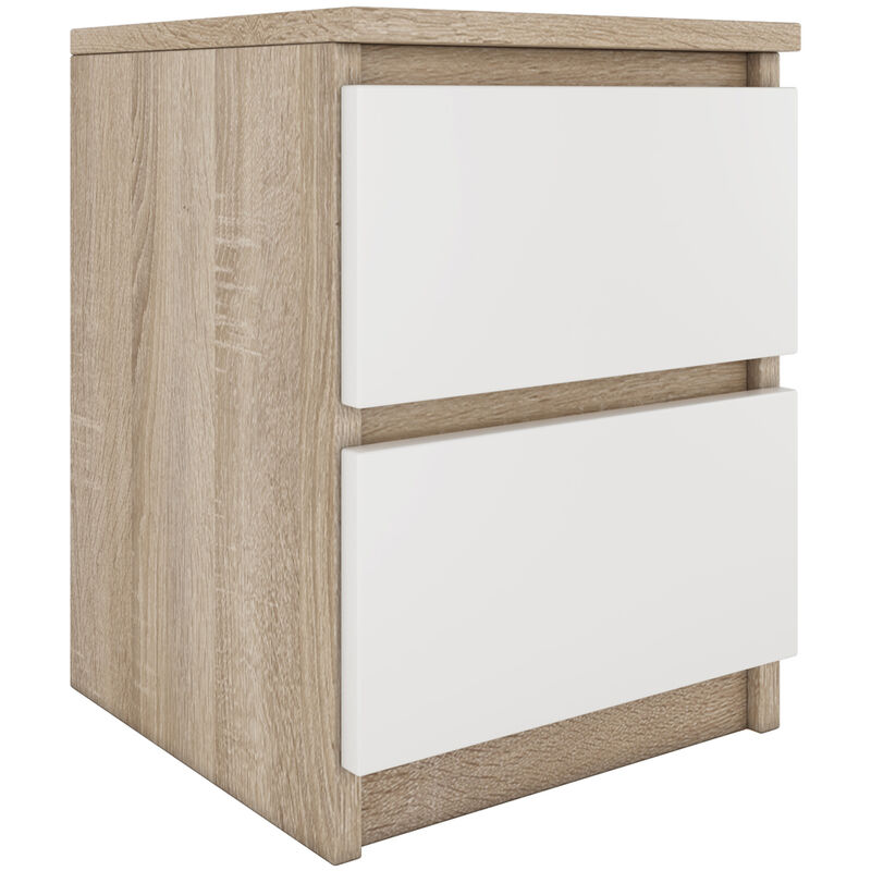 Hucoco - aster T2 - Table de chevet 2 tiroirs style moderne - 40x30x30 cm - Table de nuit - Meuble d'appoint Sonoma&Blanc Hucoco - aster T2 - Table de chevet 2 tiroirs style moderne - 40x30x30 cm - Table de nuit - Meuble d'appoint Sonoma&Blanc