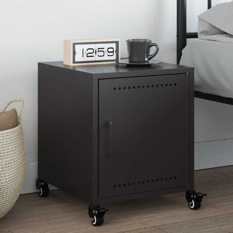 Table de chevet, Table de nuit, Table d'appoint noir 36x39x43,5 cm acier FR410115 DESIGN IN