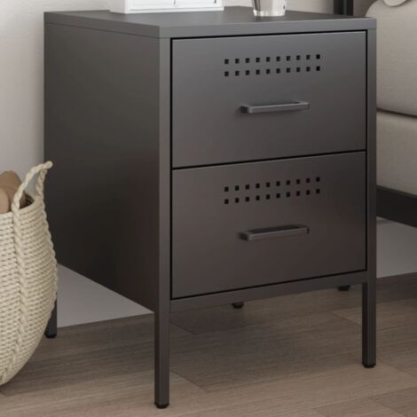 Table de chevet, Table de nuit, Table d'appoint noir 36x39x50,5 cm acier FR579136 DESIGN IN
