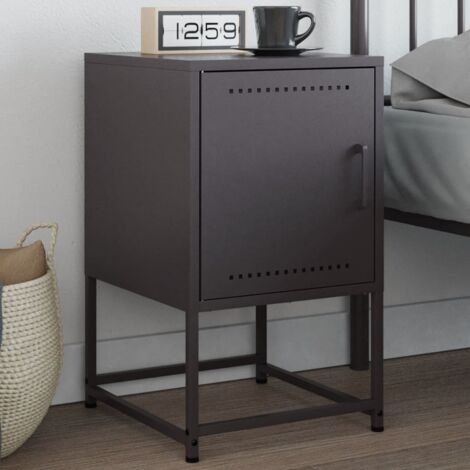 Table de chevet, Table de nuit, Table d'appoint noir 36x39x60,5 cm acier FR126225 DESIGN IN
