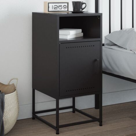 Table de chevet, Table de nuit, Table d'appoint noir 36x39x78 cm acier FR511479 DESIGN IN