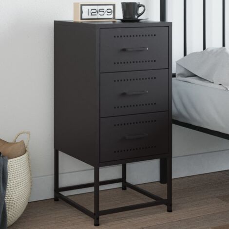 Table de chevet, Table de nuit, Table d'appoint noir 36x39x78 cm acier FR661157 DESIGN IN