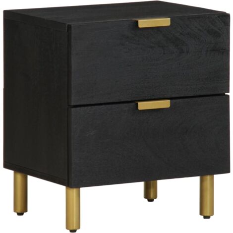Table de chevet, Table de nuit, Table d'appoint noir 40x33x46 cm bois de manguier solide FR419041 DESIGN IN