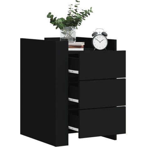 Table de chevet, Table de nuit, Table d'appoint noir 45x50x65 cm bois d’ingénierie FR506671 DESIGN IN