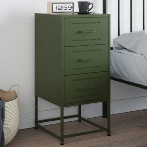 Table de chevet-Table de nuit vert olive 36x39x78 cm acier 222855