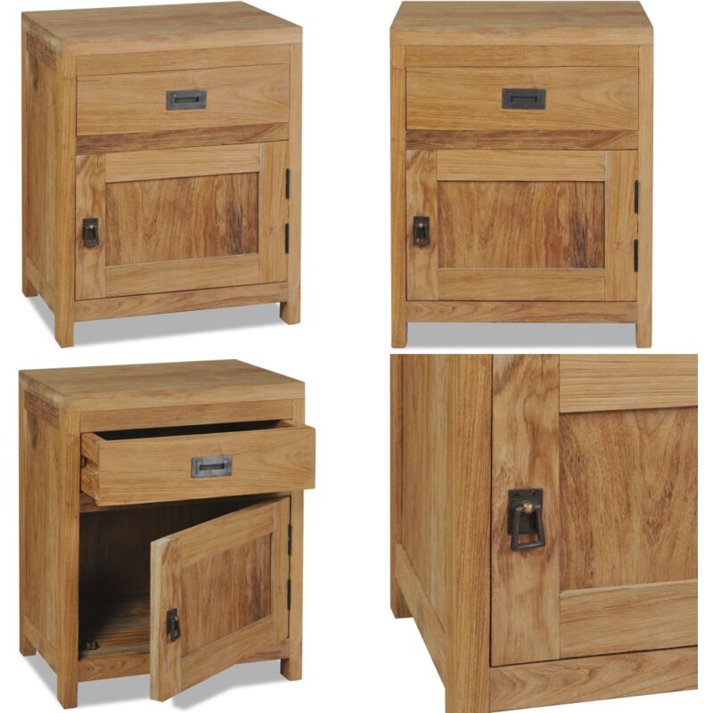 Table de chevet teck massif 40x30x50 cm - Table De Chevet - Table De Nuit - Meubles Coloniaux - Mobilier Rustique - Teck Massif - Home & Living