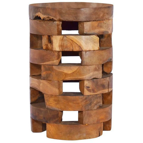 Table de chevet teck massif foncé Vyniu