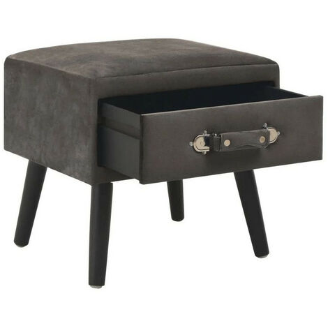 Table de chevet velours gris et pieds pin massif Twilly