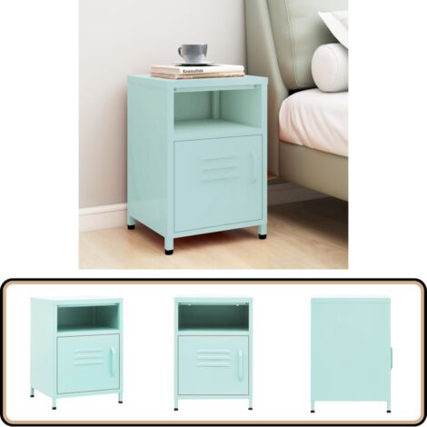 Table de chevet Vert menthe 35x35x51 cm Acier - Table De Chevet - Meuble De Chambre - Table D'appoint - Table Verte - Table Design