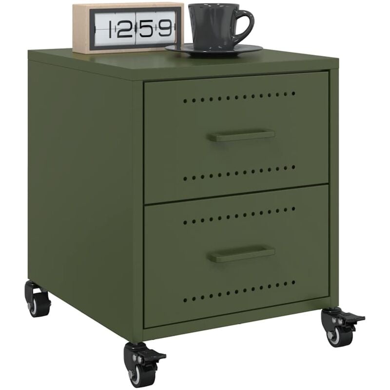 Tables de chevet 2 pcs vert olive 36x39x43,5 cm acier - Vidaxl