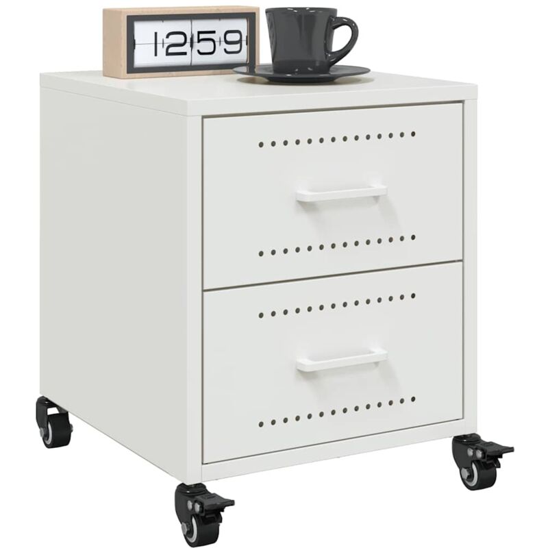 vidaXL Tables de chevet 2 pcs blanc 36x39x43,5 cm acier