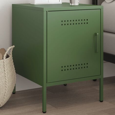Table de chevet vert olive 36x39x50,5 cm acier vidaXL