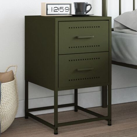 Table de chevet vert olive 36x39x60,5 cm acier vidaXL