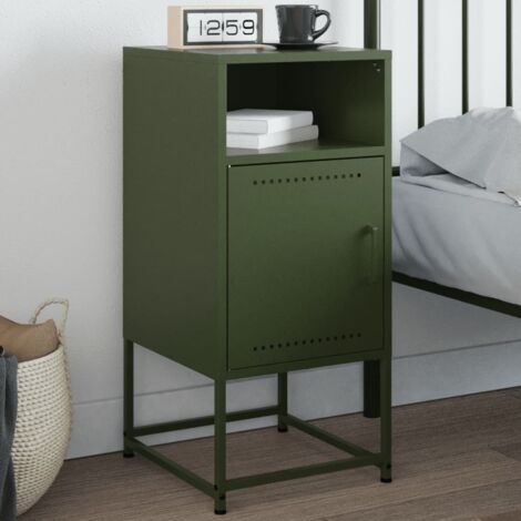 Table de chevet vert olive 36x39x78 cm acier vidaXL