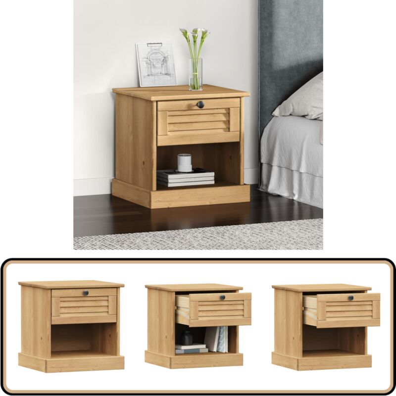 Table de chevet vigo 42x35x42 cm bois de pin massif - Table De Chevet - Meuble De Chambre - Table Nuit - Bois Massif - Pin