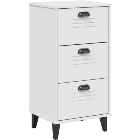 Table de chevet VIKEN blanc bois de pin solide