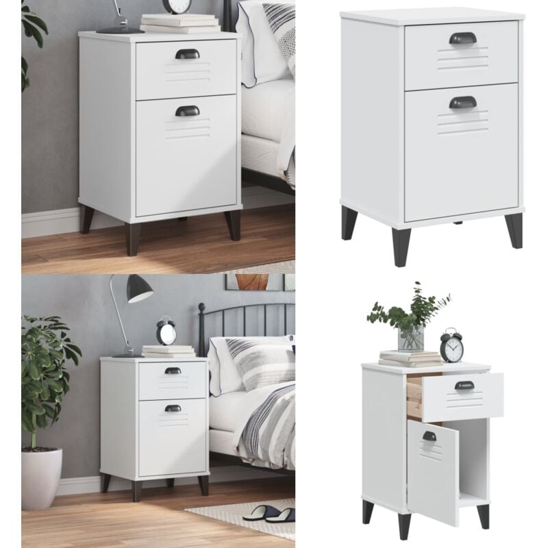 Table de chevet viken blanc bois d'ingénierie - Table De Chevet - Meuble De Chambre - Armoire De Chevet - Commode - Mobilier Industriel - Home &