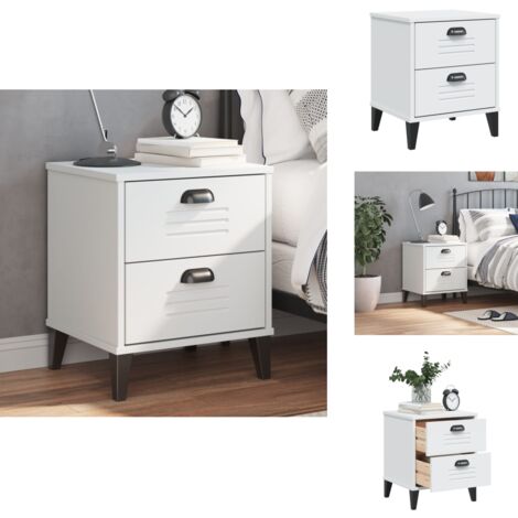 Table de chevet VIKEN blanc bois d'ingénierie - Table De Chevet - Meuble De Chambre - Table Nuit - Style Industriel - Bois D'ingénierie